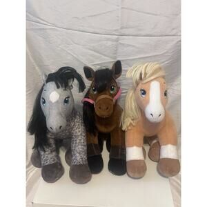 Build-A-Bear Horses & Hearts Plush Palomino, Appaloosa, Thoroughbred Lot Of 3